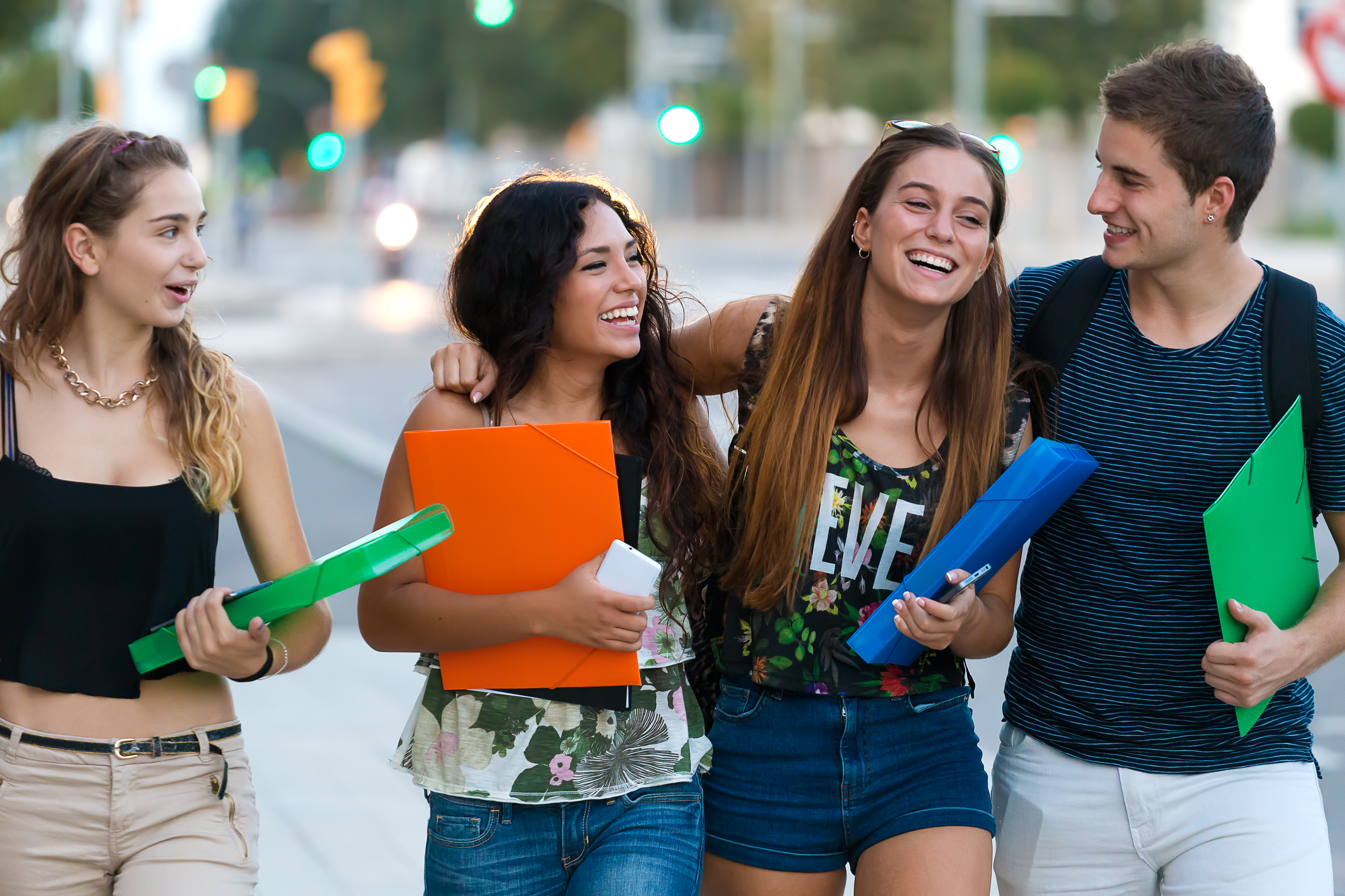 students talking in a group